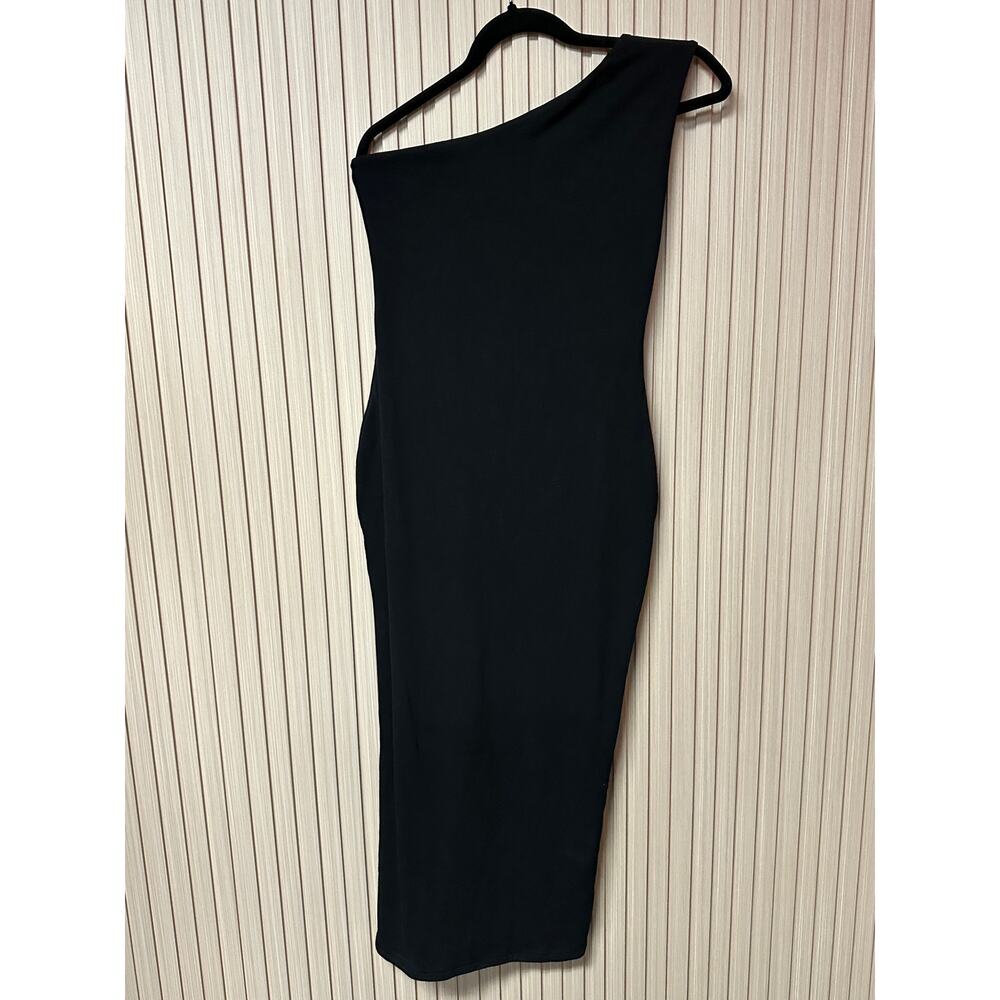 JLUXLABEL One Shoulder Bodycon Midi Dress Black Size XL